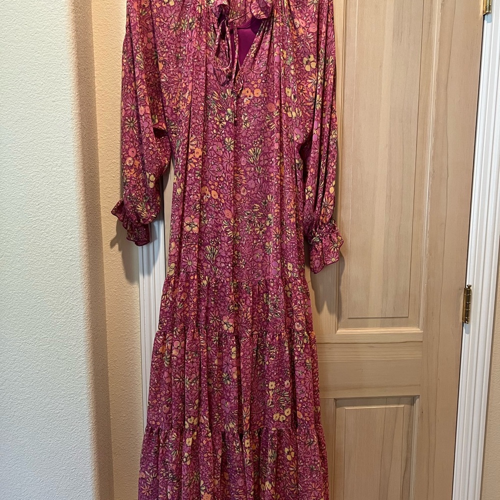 Free People Pink Ruffled Tiered Sundress